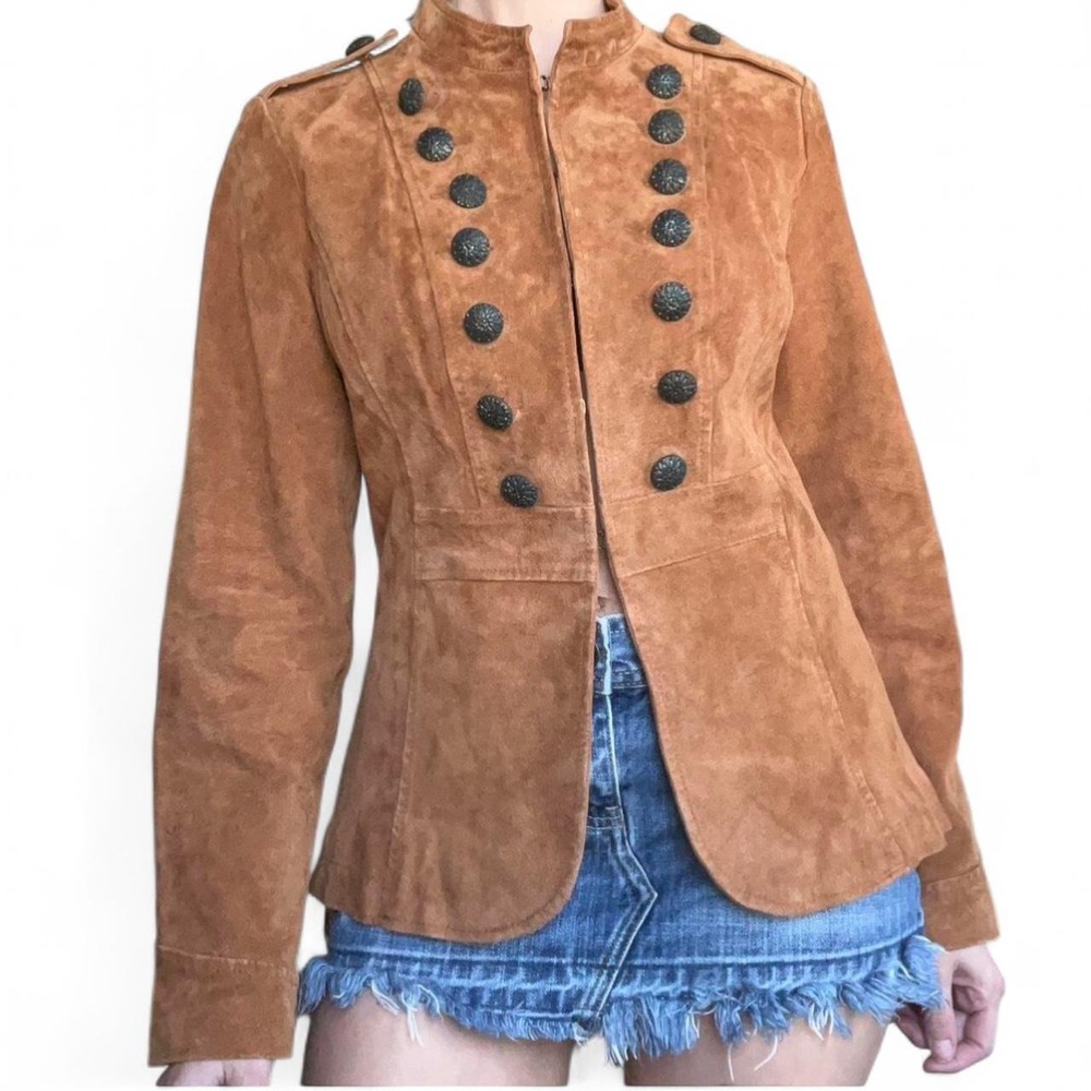 Tan suede military style jacket